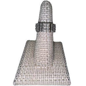 1/6 CT Diamond Triple Row Baguette Sterling Silver Ring